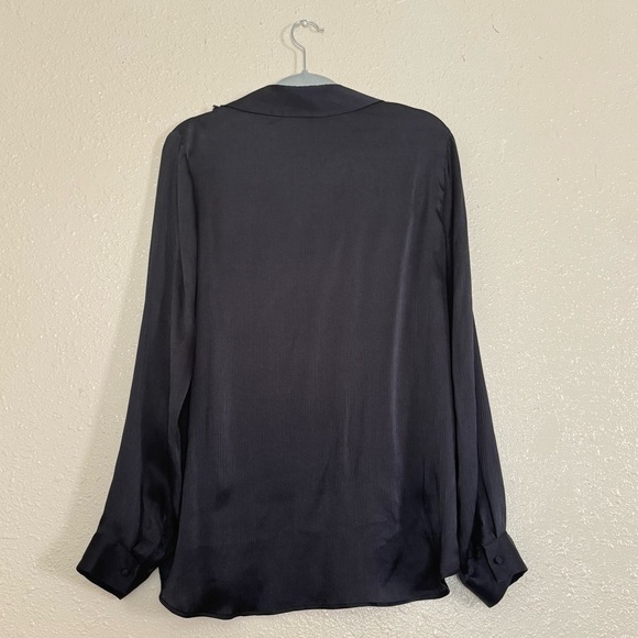 L’agence Black Ruffle Bib 100% Silk Blouse - Picture 2 of 6